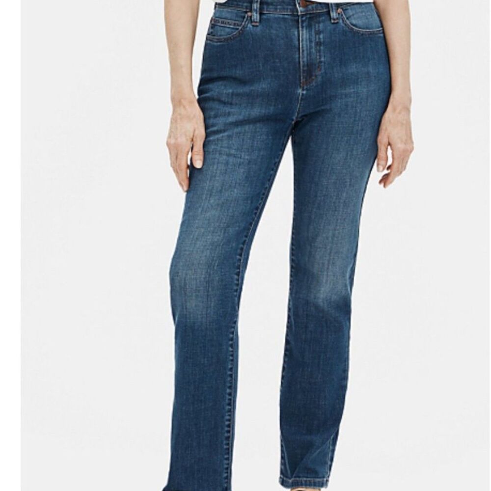 Eileen Fisher Straight Leg Stretch Organic Cotton Jeans Size L